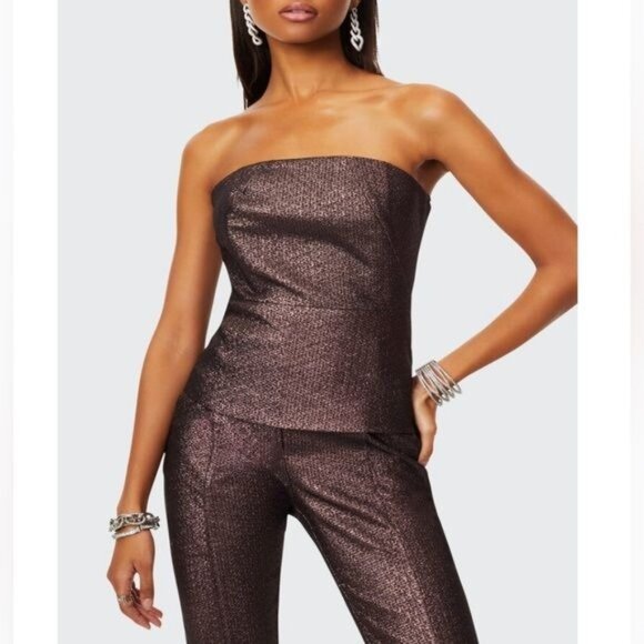 RAMY BROOK Estrella Strapless Cocktail Top in  Holiday Blush Size 14 - Picture 7 of 7